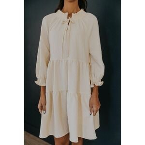 Wishlist Dress Womens Size Large Tiered Long Sleeve Ruffle Cream Flowy Fall